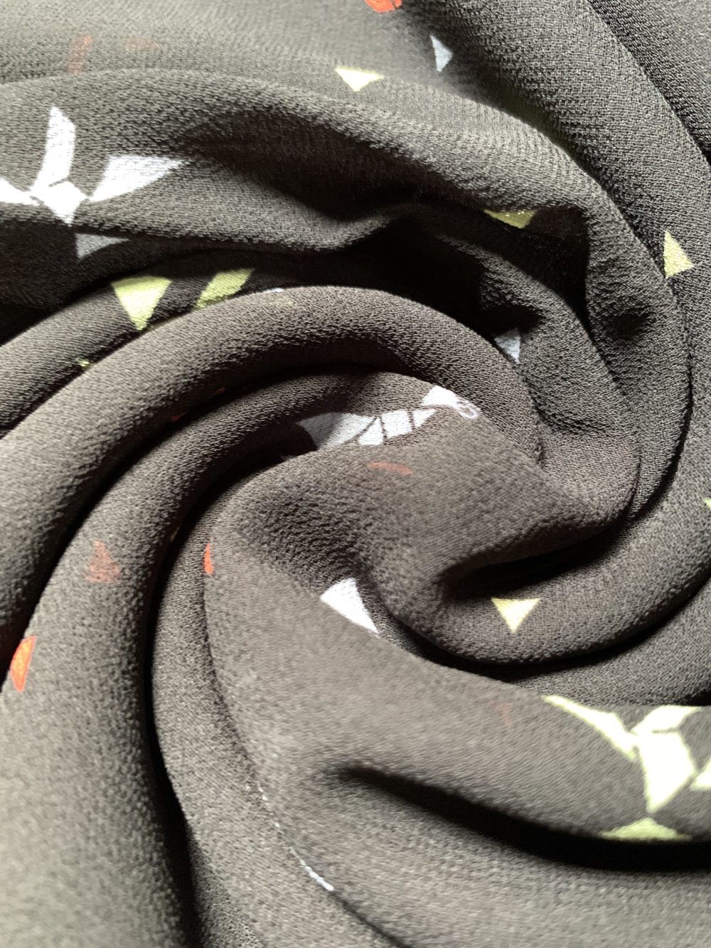 Black White Orange Green Abstract Print Chiffon - Image 4