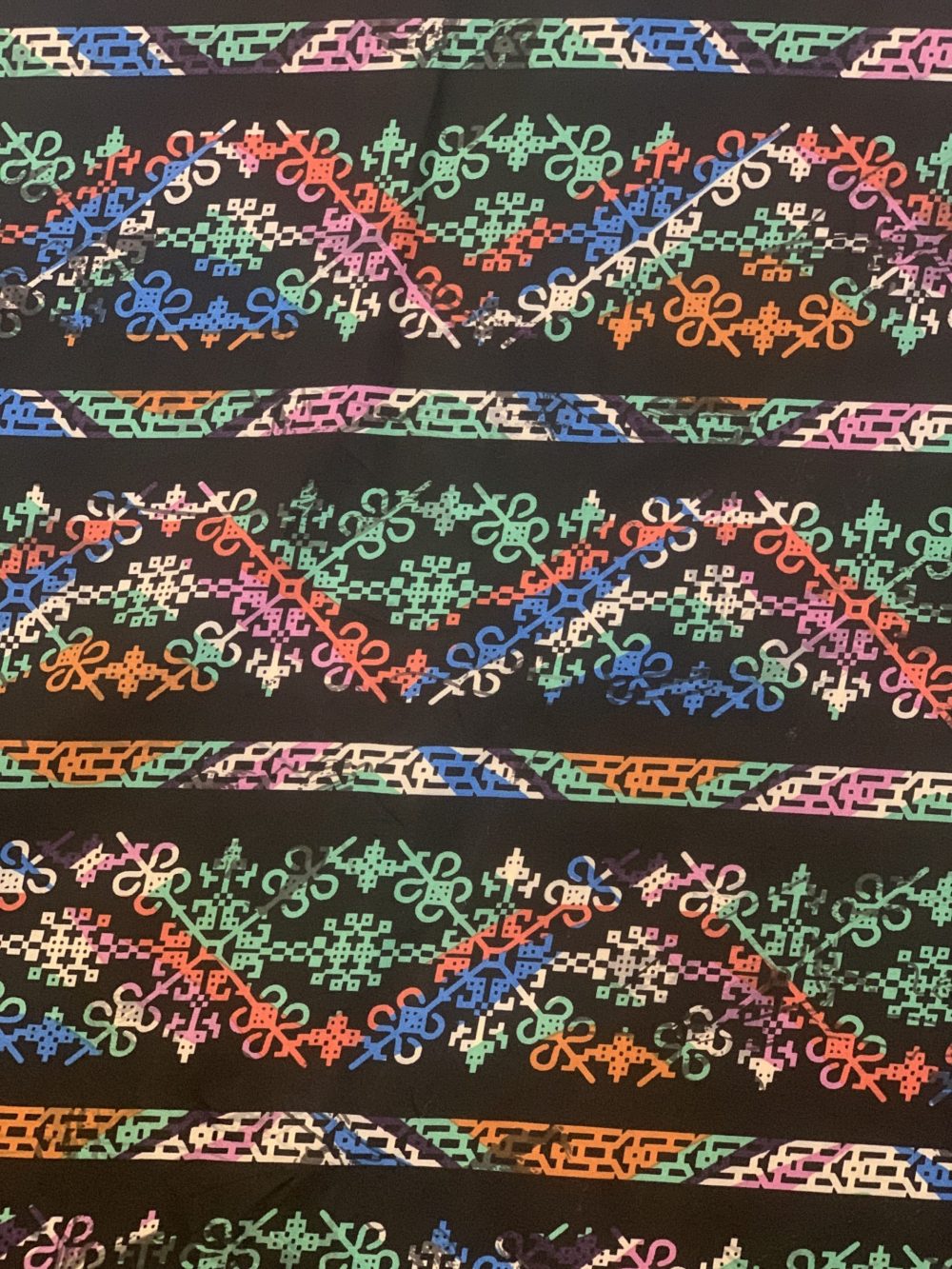 Black, Blue, Pink, Orange And White Abstract Double Face Satin - Image 3