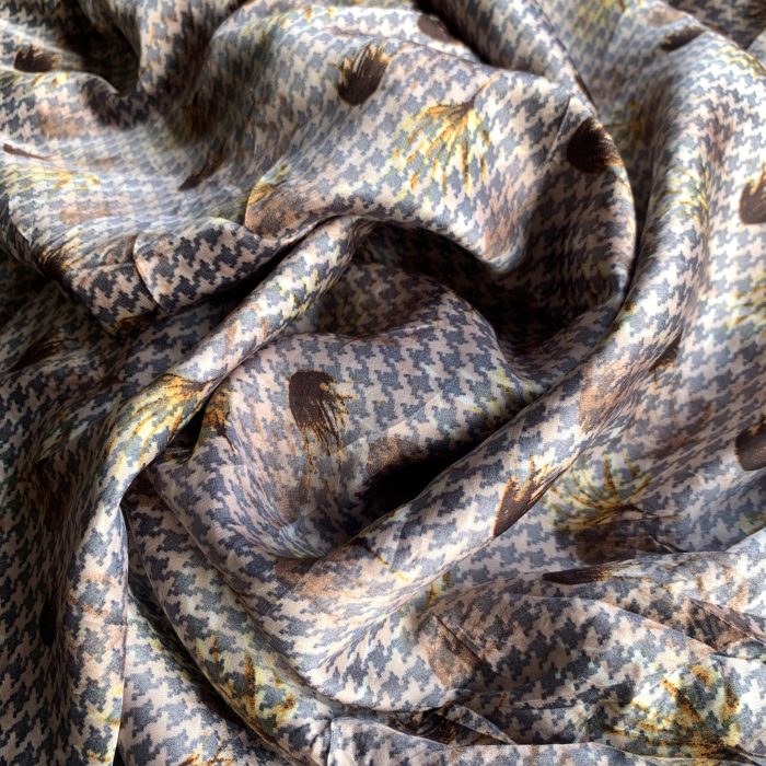 Brown Double Face Houndstooth Satin