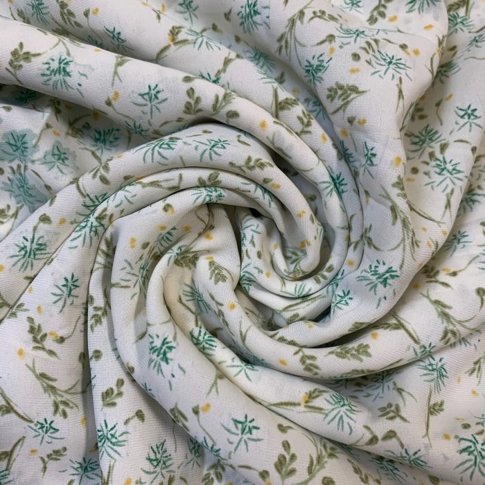 Off white and Green Ditsy all over Floral Fabric