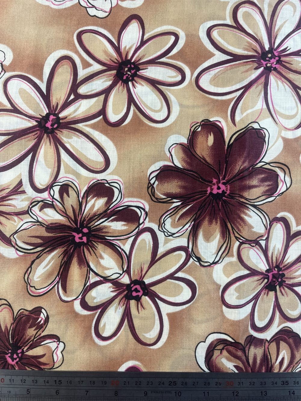 Nude Peach or Brown Floral Linen - Image 3