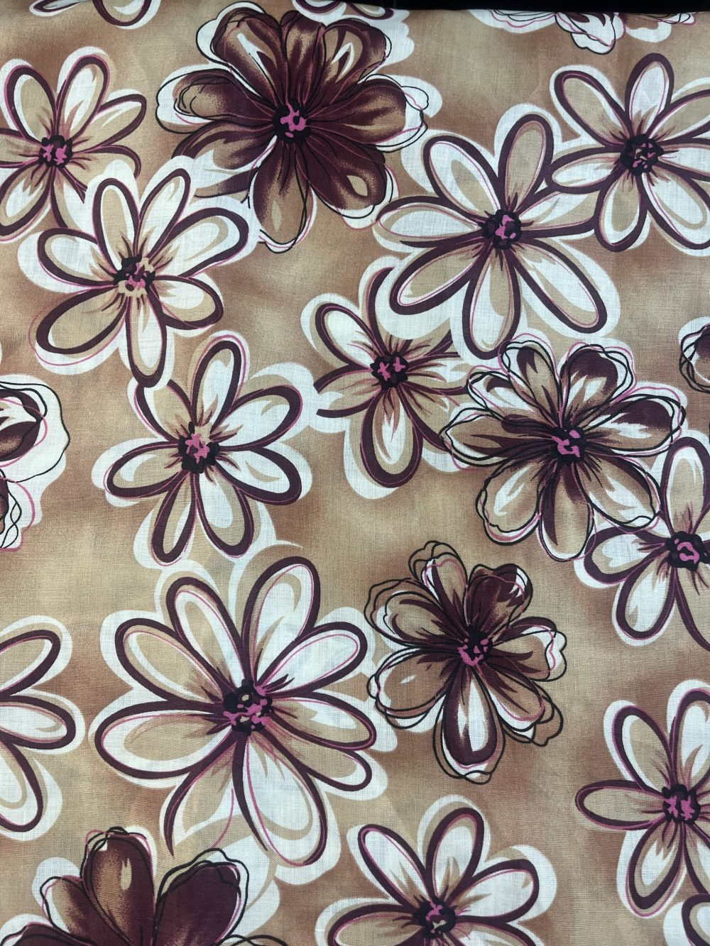 Nude Peach or Brown Floral Linen - Image 2