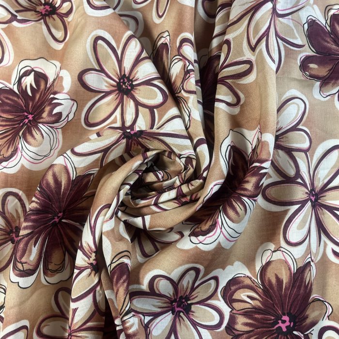 Nude Peach or Brown Floral Linen
