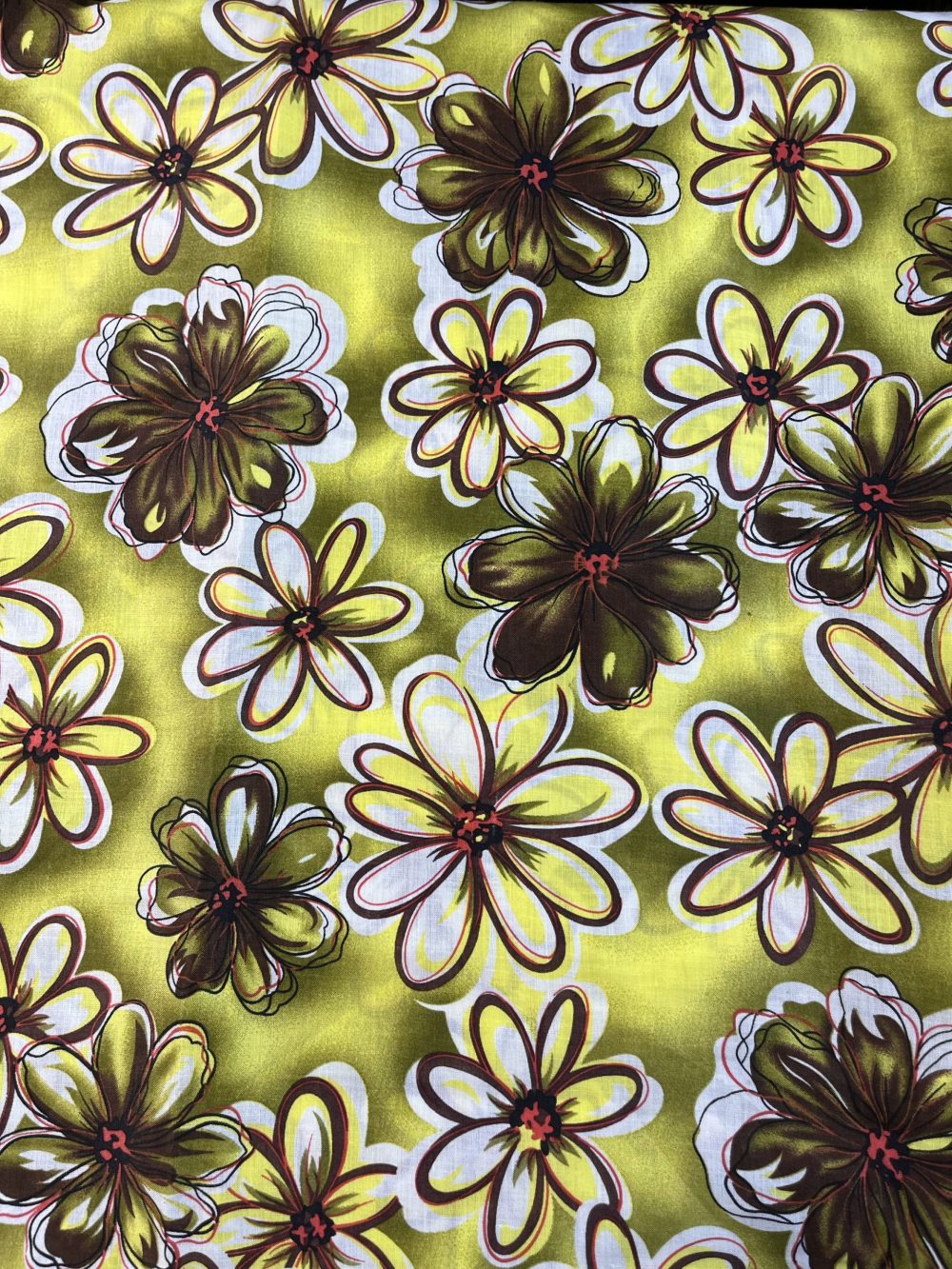 Chartreuse Green Floral Linen - Image 2