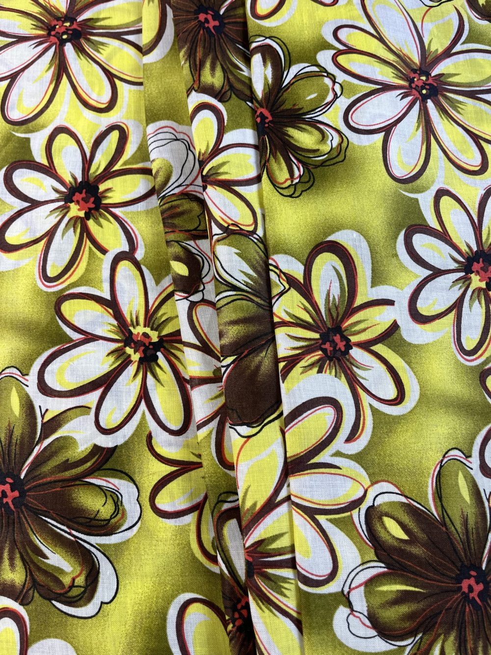 Chartreuse Green Floral Linen - Image 3
