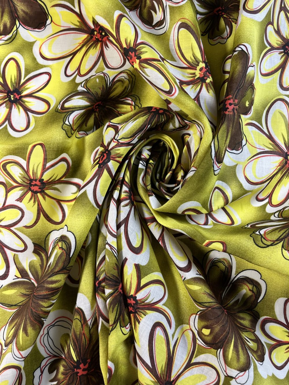 Chartreuse Green Floral Linen