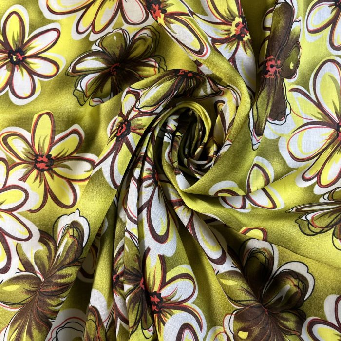 Chartreuse Green Floral Linen