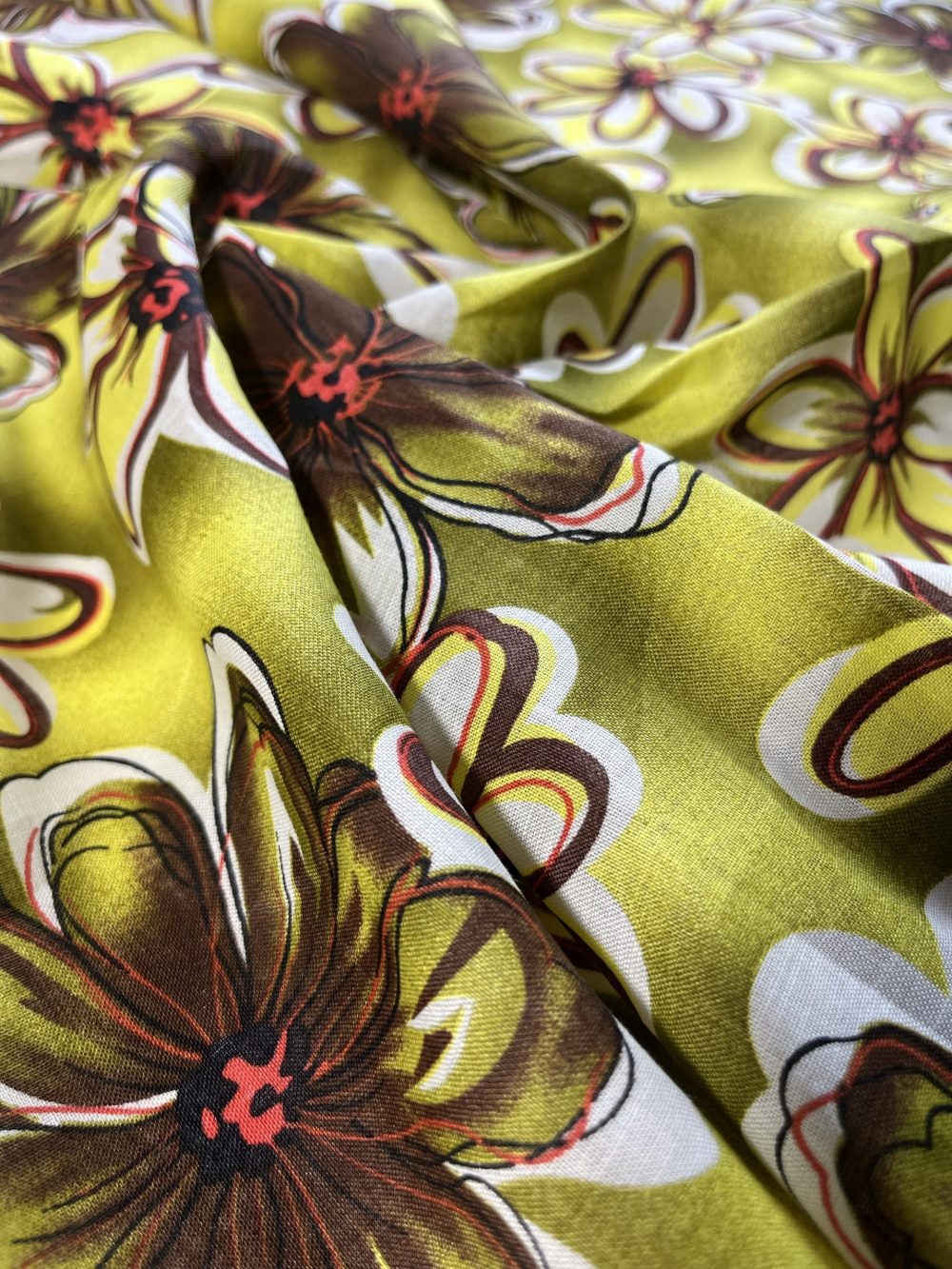 Chartreuse Green Floral Linen - Image 5