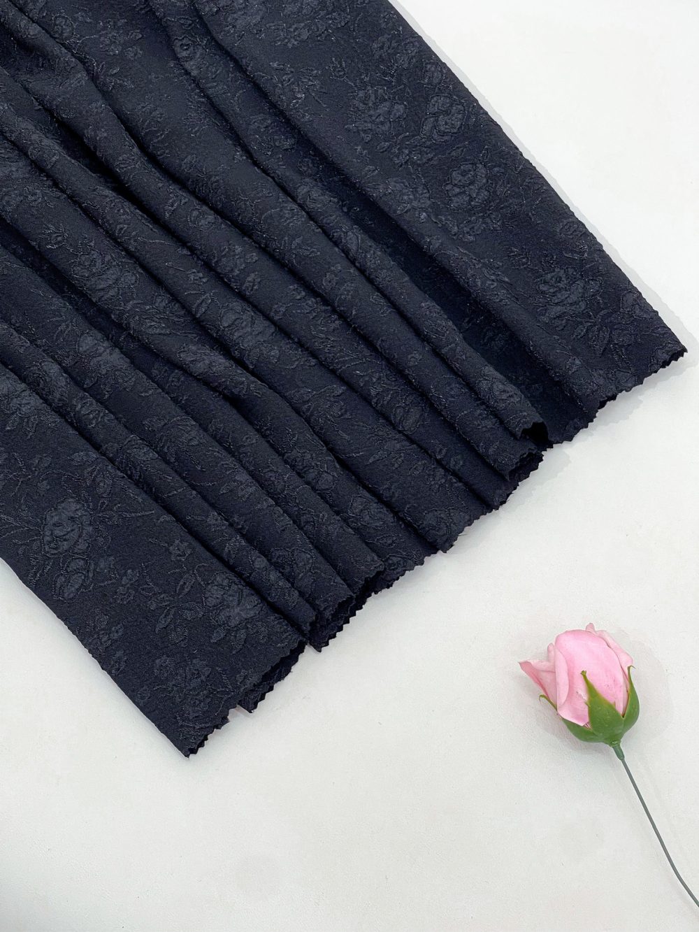 Black Matelassè Fabric
