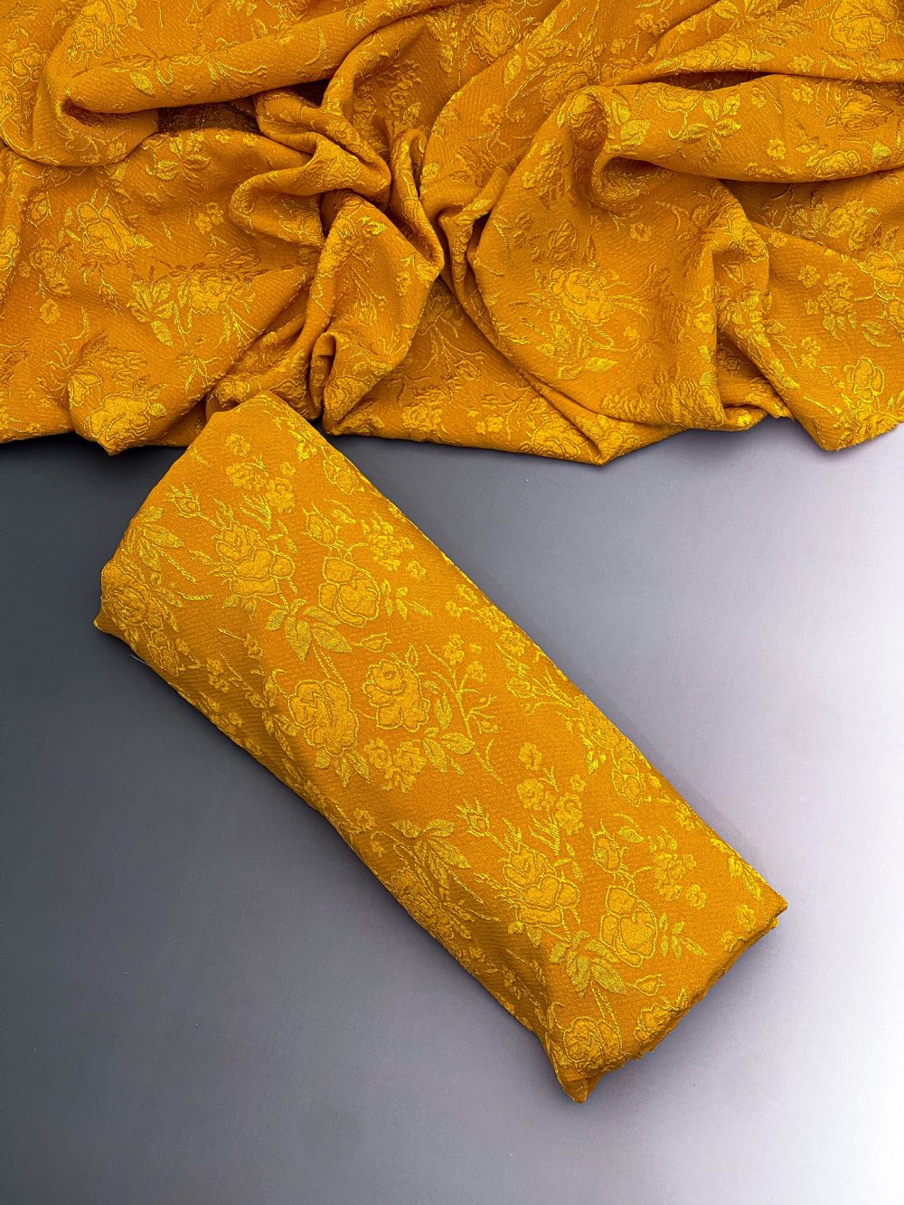 Deep Yellow Matelassè Fabric - Image 3